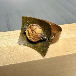 Copper, brass, and silver ring (size 7.25)